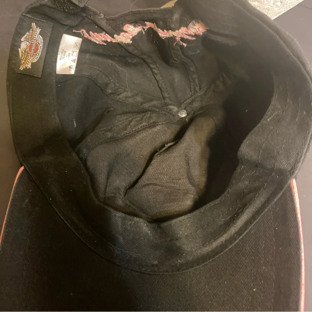 Harley Davidson Hat Cap Strap Back Womens Black Pink Motorcycle Biker Rider Norm